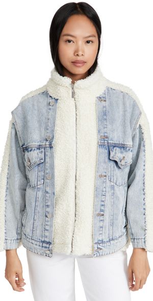 BLANKNYC Bear Hug Denim Sherpa Jacket Bear Hug M