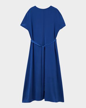 Split-Sleeve Silk Maxi Dress
