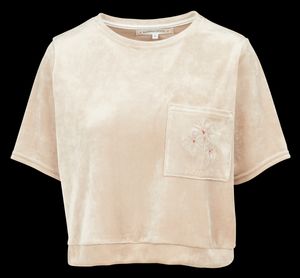 Banana Moon - Top droit col rond en velours - Taille L - Beige