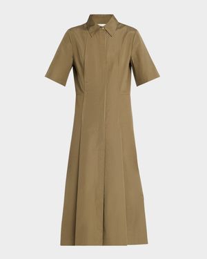 Canvas Tape Short-Sleeve Shirtdress