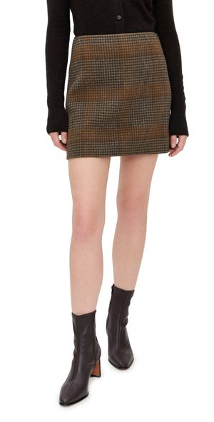 Theory Plaid Mini Skirt Brass Multi 10