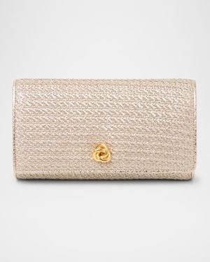Olivia Flap Woven Metallic Clutch Bag