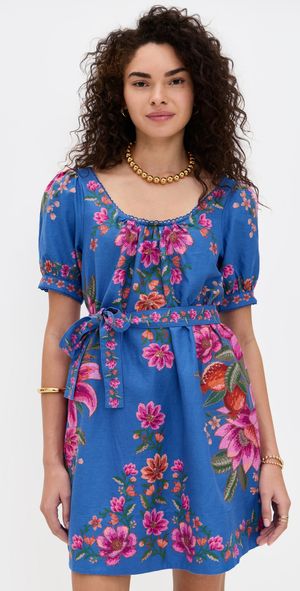 FARM Rio Summer Fruit Blue Scarf Dress Summer Fruit Scarf Blue XS