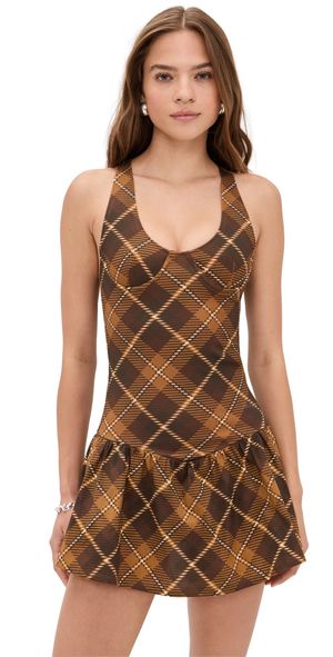 Miaou Alice Dress Chocolate Plaid XL