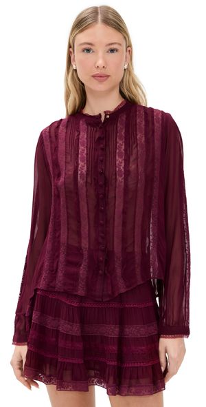 LoveShackFancy Alvynne Top Oxblood L