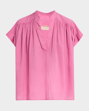 Cory Ruched Cotton Voile Shirt
