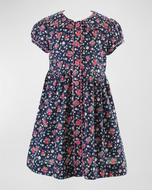 Girl's Floral-Button Down Dress, Size 2-10