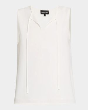 Sleeveless Front-Tie Blouse