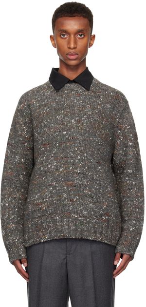 Róhe Pull décontracté gris en tricot de fil mouliné à col ras du cou