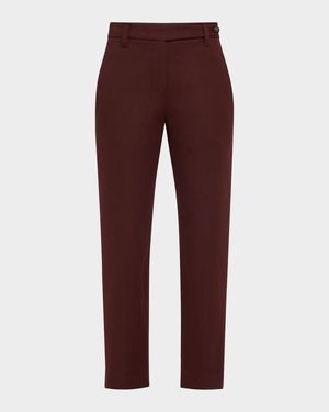 Cotton Twill Slim-Leg Ankle Pants
