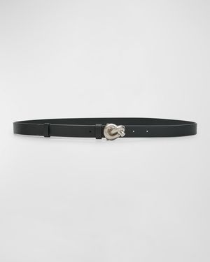 Brass Knot Skinny Leather Belt