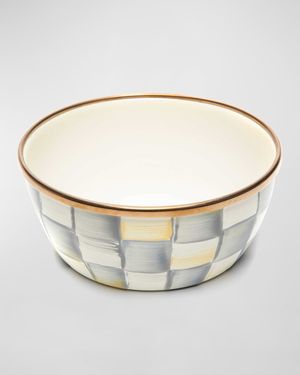 4.5" Sterling Check Enamel Pinch Bowl