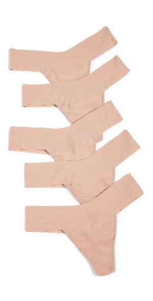Hanky Panky Breathe Natural Thong 5 Pack Taupe XS
