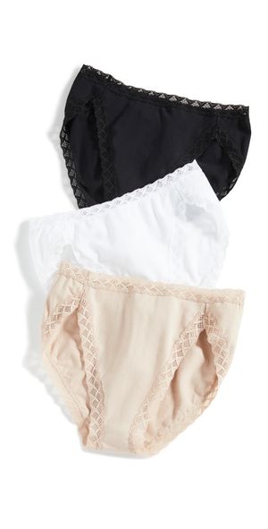 Natori Bliss French Cut Briefs 3-Pack Black/Cafe/White S