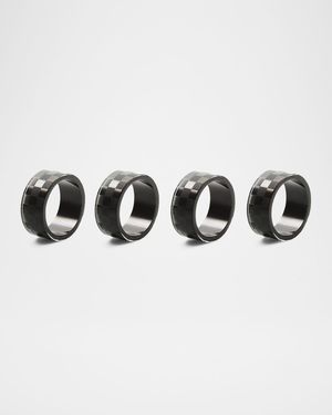 Black Check Napkin Ring, Set of 4