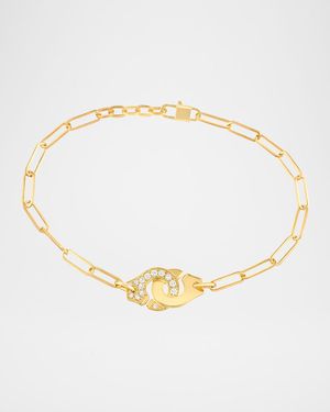 Yellow Gold Menottes R10 Medium One-Side Diamond Bracelet