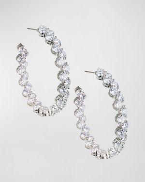 Cubic Zirconia Alternating Hoop Earrings