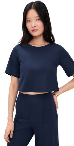 RIPLEY RADER Ponte Knit Short Sleeve Top Navy XS