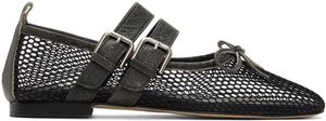 OPEN YY Black Mesh Buckle Ballerina Flats