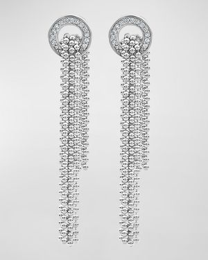 Caviar Spark Diamond 12mm Circle Earrings with Tassel Chains