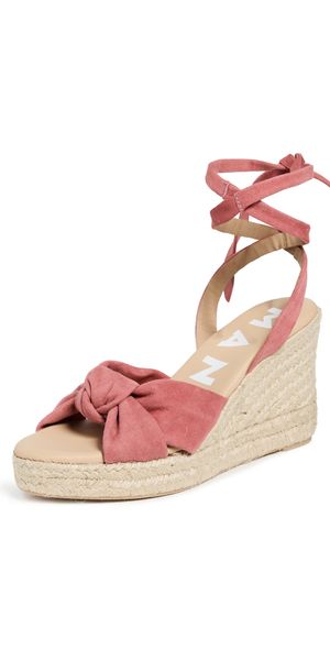 Manebi Wedge Knotted Espadrilles Terracotta 39