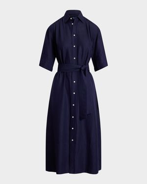 Belted Silk-Blend Shirtdress