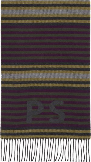 PS by Paul Smith Khaki & Purple Jersey Stripe Scarf
