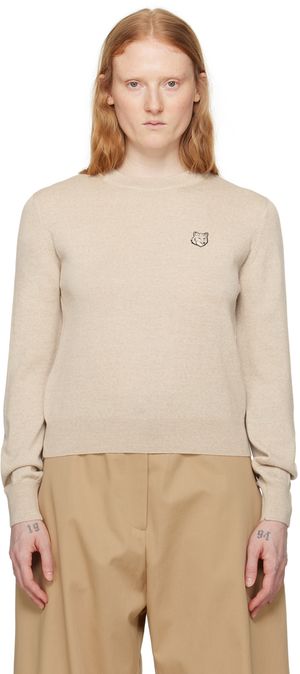 Maison Kitsuné Beige Bold Fox Head Sweater