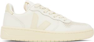 VEJA Baskets V-10 blanc cassé et beige en cuir