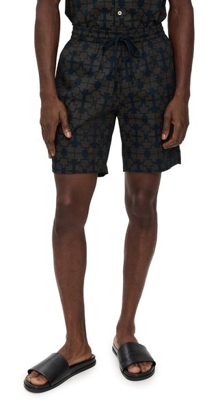 Universal Works Printed Simple Shorts Navy 36