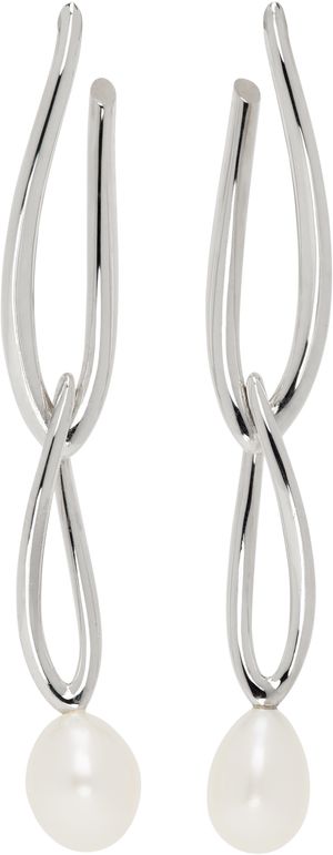 Sarah Madeleine Bru Silver Arum Small Pearl Earrings