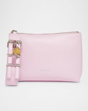 Voyou Small Pouch Bag in Leather with Buckle and Heart Lock Wristlet