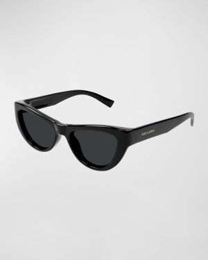 Sleek Logo Plastic Cat-Eye Sunglasses
