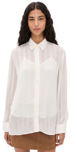 Theory Classic Menswear Button Down Shirt Ivory P