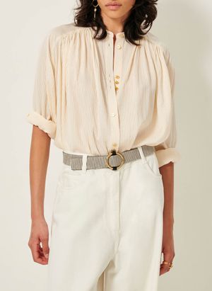 Sessun - Chemise ample col rond - Taille L - Beige