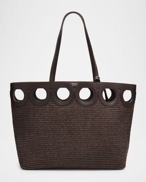 Gancio Cutout Raffia Tote Bag