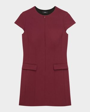 Tailored Zip-Front Mini Dress