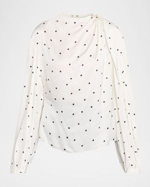 Blaire Polka-Dot Satin Blouse