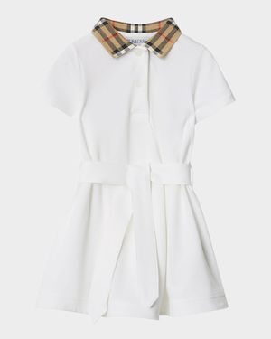 Girl's Astrid Check Polo Shirtdress, Size 6M-2T