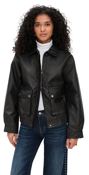Bailey Rose Utility Faux Leather Coat Black S