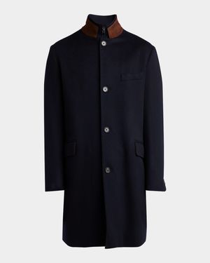 Men's Martingala Cashmere Overcoat with Inset Zip
