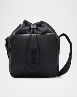 Men's Niki Small YSL Bucket Crossbody Bag in Nylon