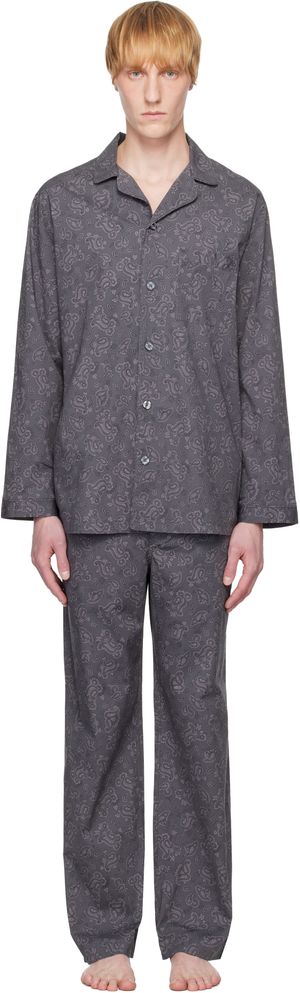 SKIMS SSENSE Exclusive Gray Cotton Poplin Sleep Pyjama Set
