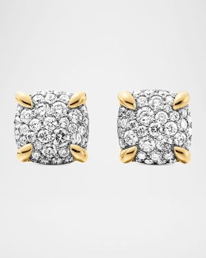 Chatelaine Stud Earrings in 18K Yellow Gold with Full Pave Diamonds, 7mm