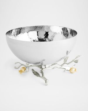 Pomegranate Silver & Gold Serving Bowl with 24K Goldplate