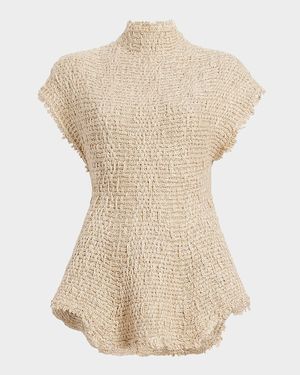 Gilles Short-Sleeve Woven Peplum Top