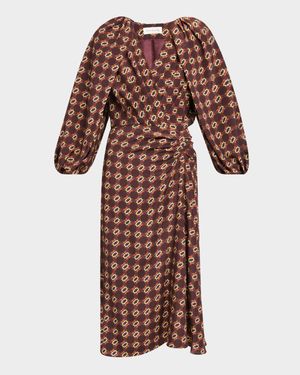 Divani Printed Silk Midi Dress