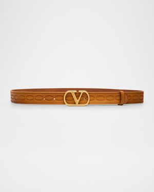 VLogo Signature Leather Belt, 30mm