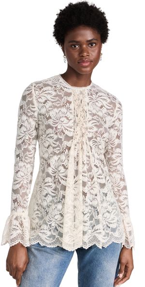 rabanne Pleated Lace Top Ivory 40