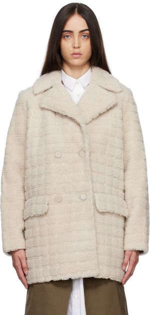 Yves Salomon Off-White Check Coat